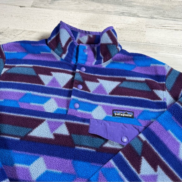 Patagonia Women's Synchilla Purple/Blue Fleece Snap T Pullover Size Medium - Picture 2 of 8
